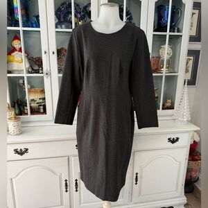 J Crew Factory Charcoal Gray Ponte Long Sleeve Back Zip Sheath Dress Size 10 NWT